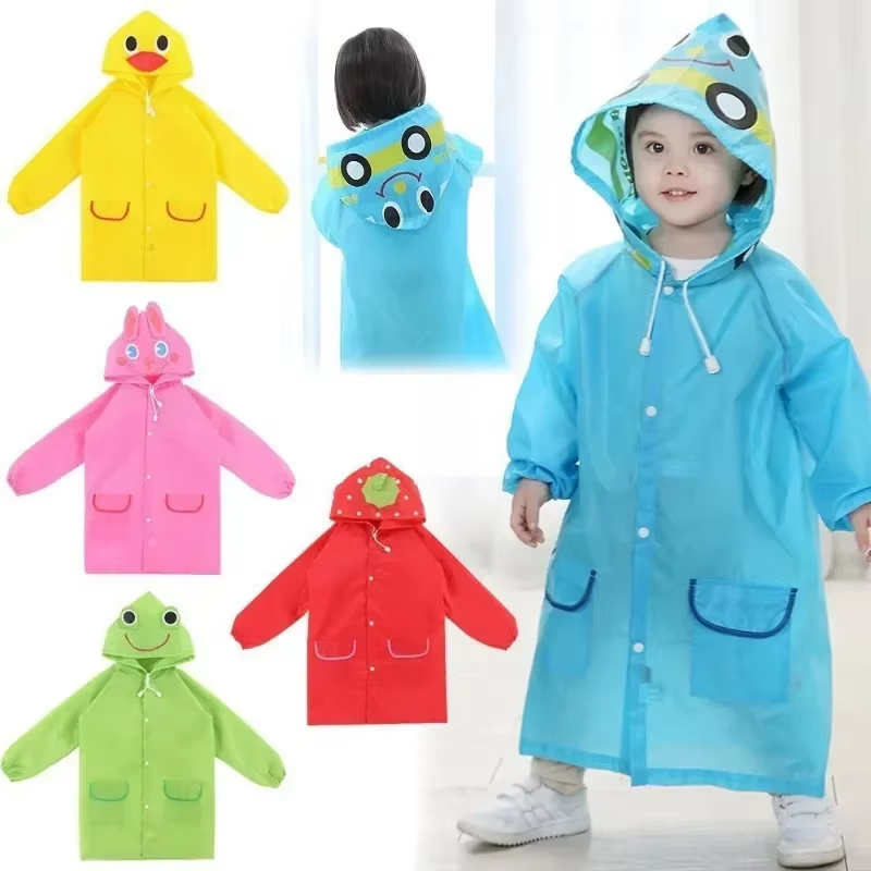 Camping Rain Poncho - Kids Raincoat Cartoon Animal Style Outdoor