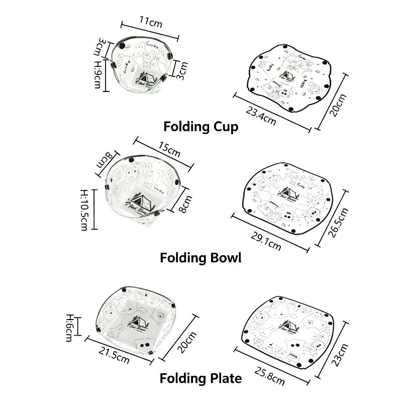 1/3PCS Foldable Bowls Cups & P - Outdoor Camping Dining Set 评论和价格