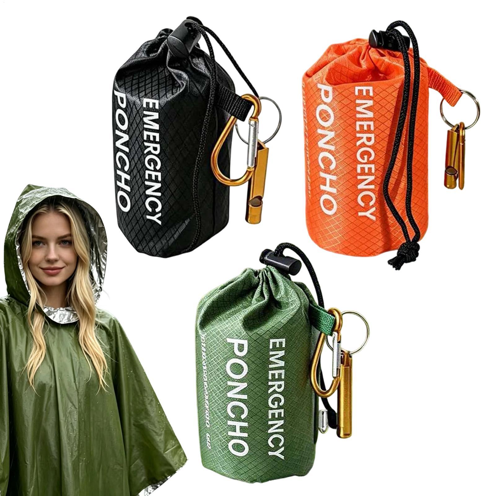 3pcs Survival Emergency Rain P - Camping Rain Poncho 评论和价格
