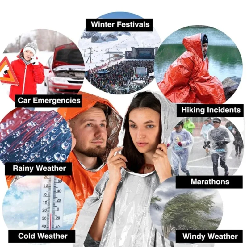 1Pc/2Pcs Emergency Rain Poncho - Camping Rain Poncho 评论和价格