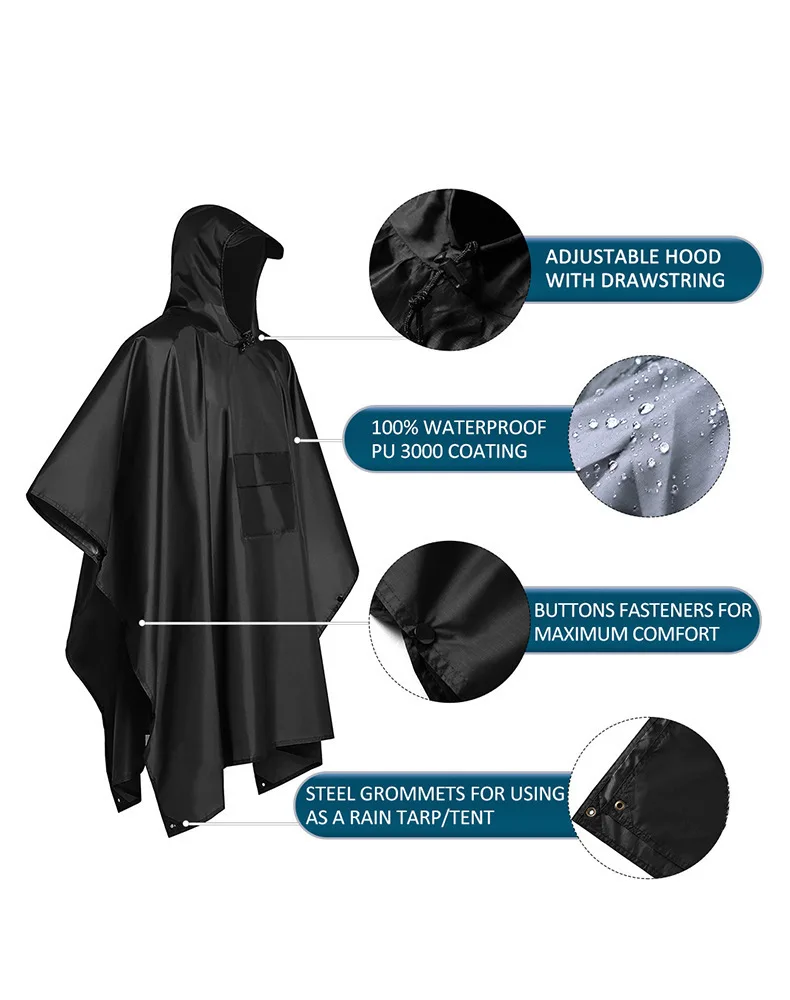 2026 For Camping Hiking 3-in-1 - Camping Rain Poncho 评论和价格