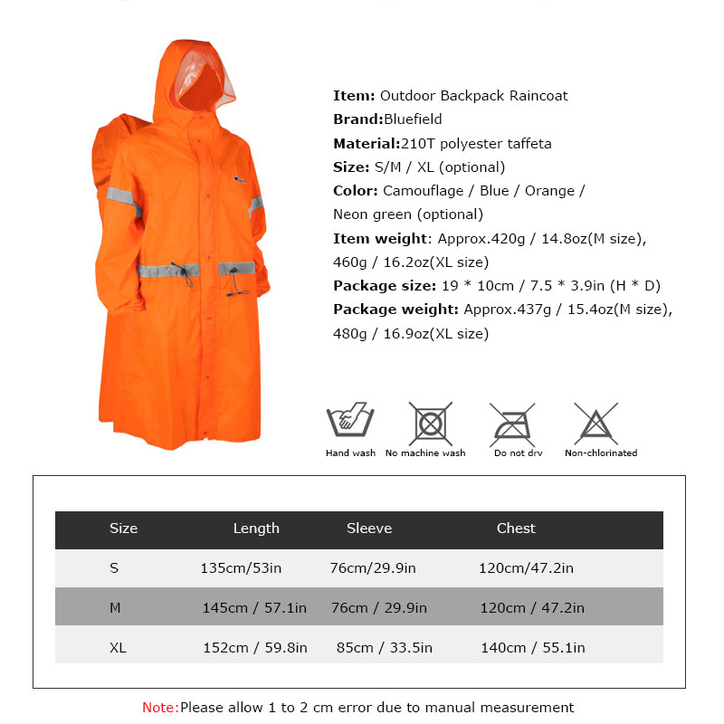 Unisex Reflective Outdoor Clim - Camping Rain Poncho 评论和价格
