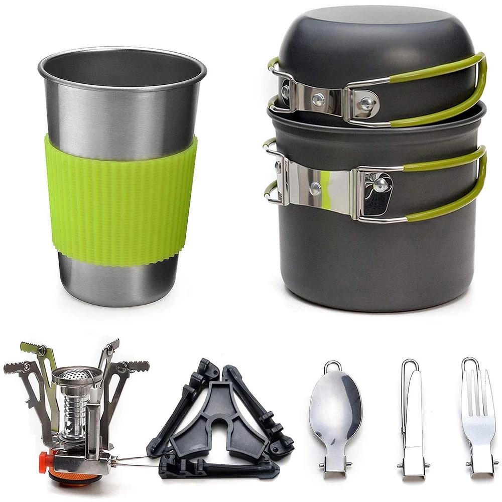 Camping Cookware Kit with Stov - Outdoor Camping Dining Set 评论和价格