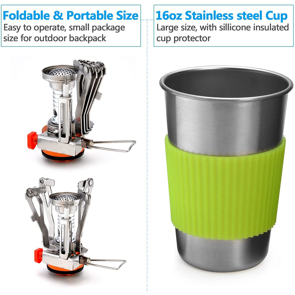Camping Cookware Kit with Stov - Outdoor Camping Dining Set 评论和价格